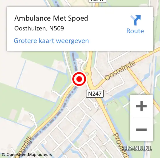 Locatie op kaart van de 112 melding: Ambulance Met Spoed Naar Oosthuizen, N509 op 21 augustus 2019 13:47
