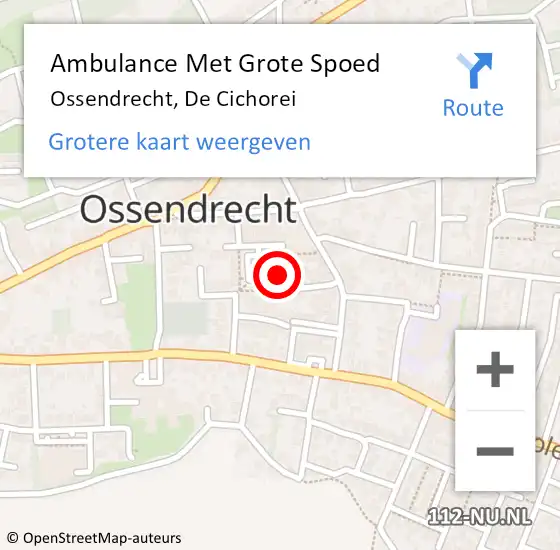 Locatie op kaart van de 112 melding: Ambulance Met Grote Spoed Naar Ossendrecht, De Cichorei op 21 augustus 2019 14:45