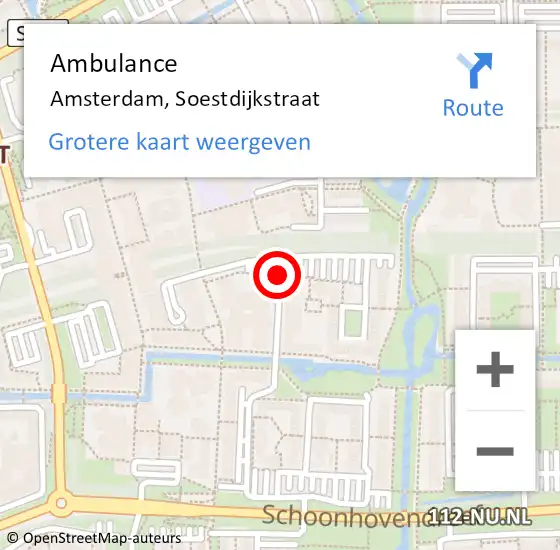 Locatie op kaart van de 112 melding: Ambulance Amsterdam, Soestdijkstraat op 21 augustus 2019 15:04