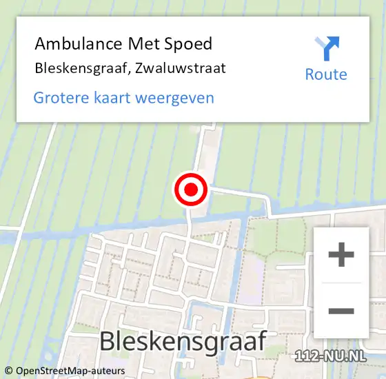 Locatie op kaart van de 112 melding: Ambulance Met Spoed Naar Bleskensgraaf, Zwaluwstraat op 21 augustus 2019 15:07