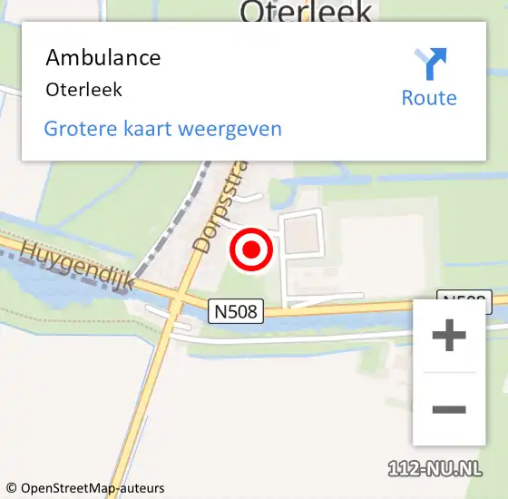 Locatie op kaart van de 112 melding: Ambulance Oterleek op 21 augustus 2019 16:11