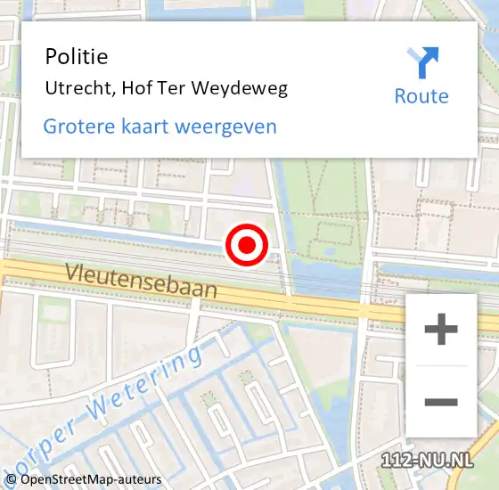 Locatie op kaart van de 112 melding: Politie Utrecht, Hof Ter Weydeweg op 21 augustus 2019 16:26