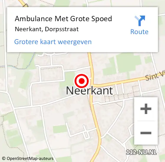 Locatie op kaart van de 112 melding: Ambulance Met Grote Spoed Naar Neerkant, Dorpsstraat op 21 augustus 2019 16:49