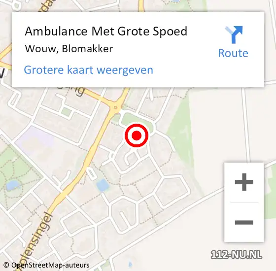 Locatie op kaart van de 112 melding: Ambulance Met Grote Spoed Naar Wouw, Blomakker op 21 augustus 2019 17:32