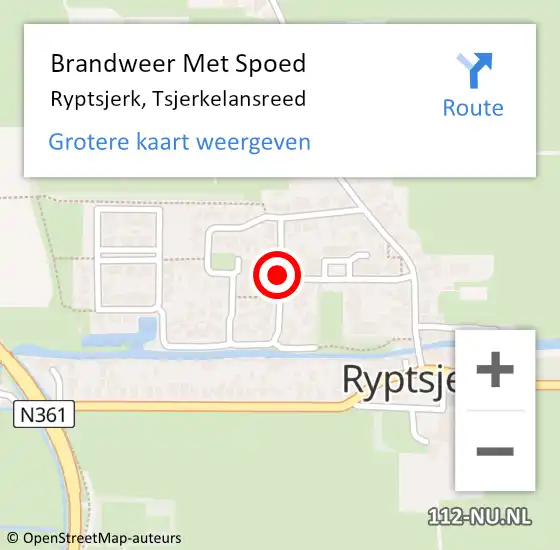 Locatie op kaart van de 112 melding: Brandweer Met Spoed Naar Ryptsjerk, Tsjerkelansreed op 21 augustus 2019 18:13