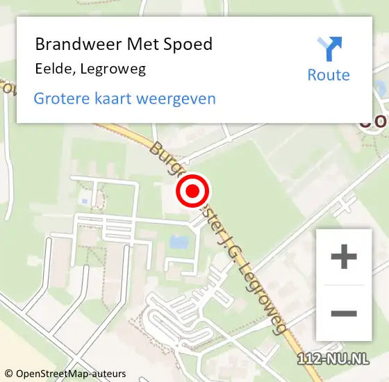 Locatie op kaart van de 112 melding: Brandweer Met Spoed Naar Eelde, Legroweg op 21 augustus 2019 19:42