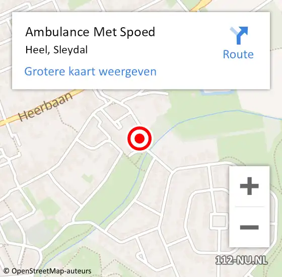 Locatie op kaart van de 112 melding: Ambulance Met Spoed Naar Heel, Sleydal op 21 augustus 2019 19:47