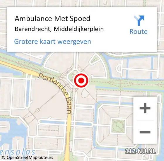 Locatie op kaart van de 112 melding: Ambulance Met Spoed Naar Barendrecht, Middeldijkerplein op 21 augustus 2019 19:56
