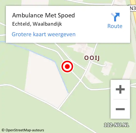 Locatie op kaart van de 112 melding: Ambulance Met Spoed Naar Echteld, Waalbandijk op 21 augustus 2019 20:52