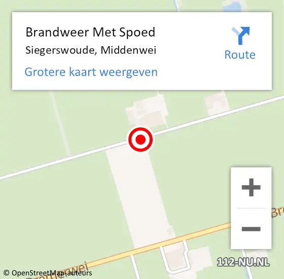 Locatie op kaart van de 112 melding: Brandweer Met Spoed Naar Siegerswoude, Middenwei op 21 augustus 2019 21:04