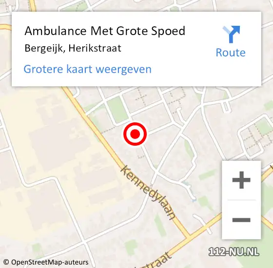 Locatie op kaart van de 112 melding: Ambulance Met Grote Spoed Naar Bergeijk, Herikstraat op 21 augustus 2019 21:40