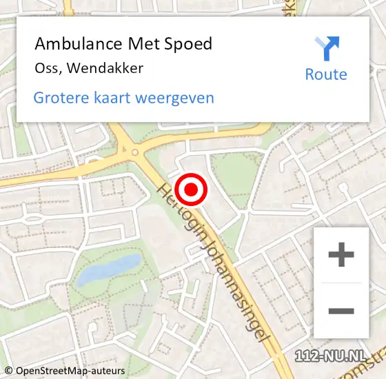 Locatie op kaart van de 112 melding: Ambulance Met Spoed Naar Oss, Wendakker op 21 augustus 2019 22:18