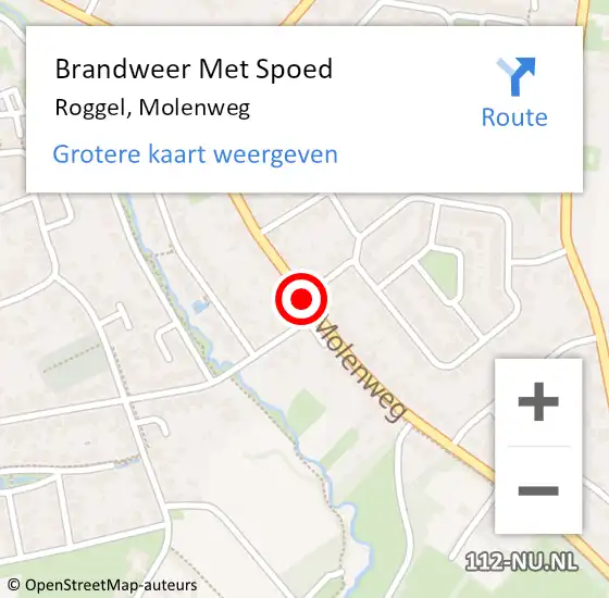 Locatie op kaart van de 112 melding: Brandweer Met Spoed Naar Roggel, Molenweg op 22 augustus 2019 02:19