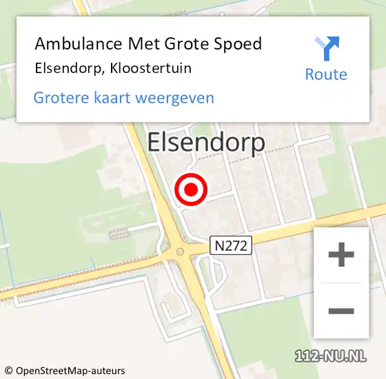 Locatie op kaart van de 112 melding: Ambulance Met Grote Spoed Naar Elsendorp, Kloostertuin op 22 augustus 2019 04:10