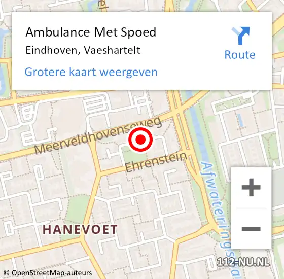 Locatie op kaart van de 112 melding: Ambulance Met Spoed Naar Eindhoven, Vaeshartelt op 22 augustus 2019 04:52