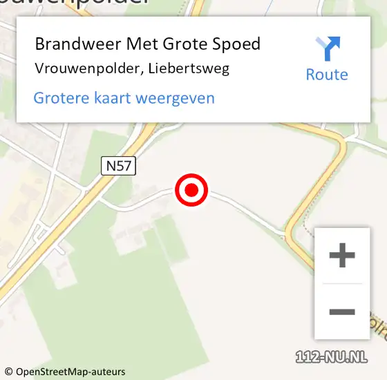 Locatie op kaart van de 112 melding: Brandweer Met Grote Spoed Naar Vrouwenpolder, Liebertsweg op 22 augustus 2019 06:31