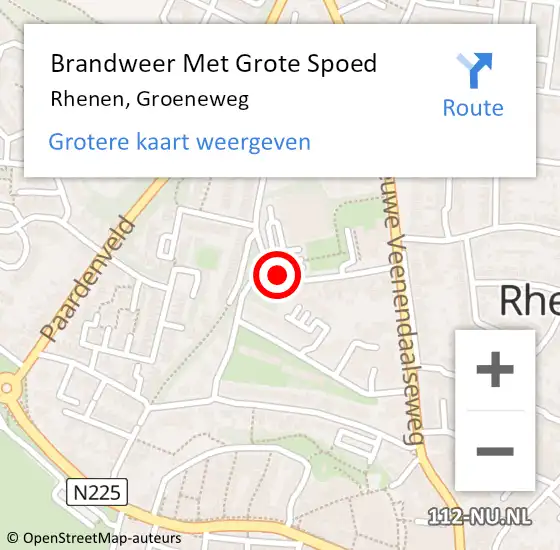 Locatie op kaart van de 112 melding: Brandweer Met Grote Spoed Naar Rhenen, Groeneweg op 22 augustus 2019 08:45