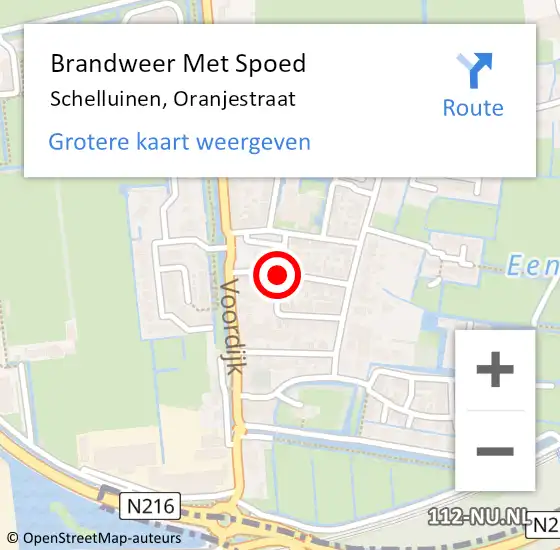 Locatie op kaart van de 112 melding: Brandweer Met Spoed Naar Schelluinen, Oranjestraat op 22 augustus 2019 09:16