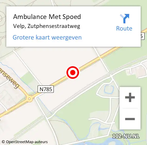 Locatie op kaart van de 112 melding: Ambulance Met Spoed Naar Velp, Zutphensestraatweg op 22 augustus 2019 09:40