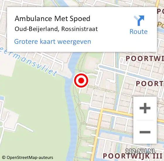 Locatie op kaart van de 112 melding: Ambulance Met Spoed Naar Oud-Beijerland, Rossinistraat op 22 augustus 2019 09:55