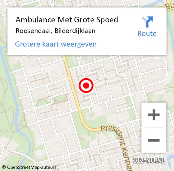 Locatie op kaart van de 112 melding: Ambulance Met Grote Spoed Naar Roosendaal, Bilderdijklaan op 22 augustus 2019 10:23