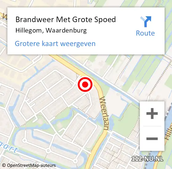 Locatie op kaart van de 112 melding: Brandweer Met Grote Spoed Naar Hillegom, Waardenburg op 11 april 2014 11:20