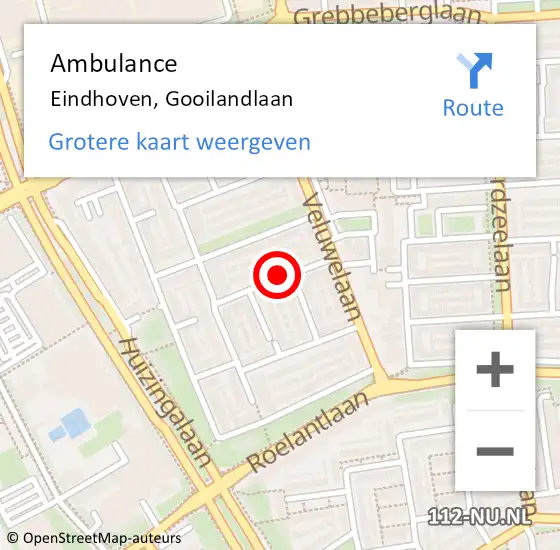 Locatie op kaart van de 112 melding: Ambulance Eindhoven, Gooilandlaan op 22 augustus 2019 11:45