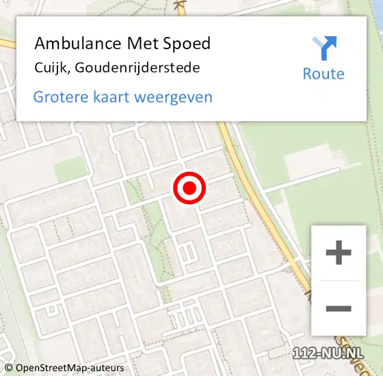 Locatie op kaart van de 112 melding: Ambulance Met Spoed Naar Cuijk, Goudenrijderstede op 22 augustus 2019 12:26