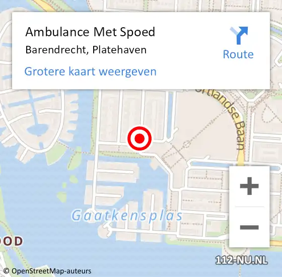 Locatie op kaart van de 112 melding: Ambulance Met Spoed Naar Barendrecht, Platehaven op 22 augustus 2019 12:53