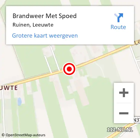 Locatie op kaart van de 112 melding: Brandweer Met Spoed Naar Ruinen, Leeuwte op 22 augustus 2019 13:03