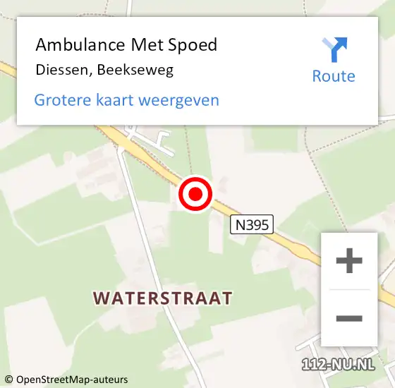 Locatie op kaart van de 112 melding: Ambulance Met Spoed Naar Diessen, Beekseweg op 22 augustus 2019 13:21