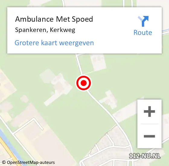 Locatie op kaart van de 112 melding: Ambulance Met Spoed Naar Spankeren, Kerkweg op 22 augustus 2019 13:27