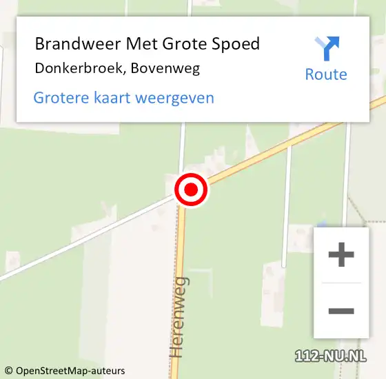 Locatie op kaart van de 112 melding: Brandweer Met Grote Spoed Naar Donkerbroek, Bovenweg op 22 augustus 2019 13:34