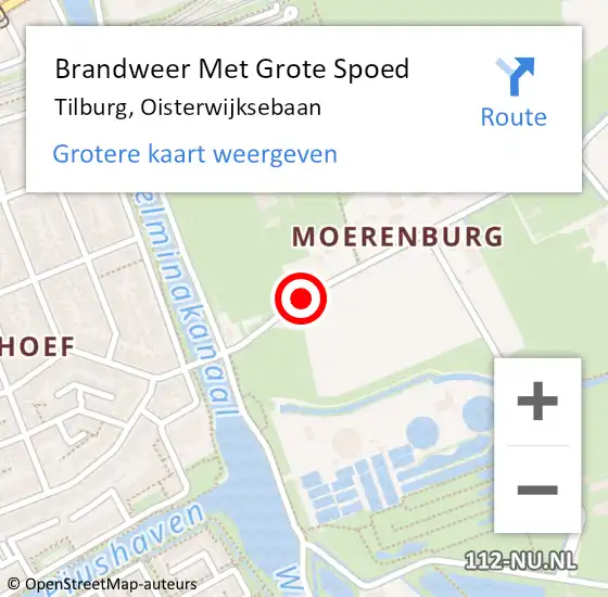 Locatie op kaart van de 112 melding: Brandweer Met Grote Spoed Naar Tilburg, Oisterwijksebaan op 22 augustus 2019 13:41