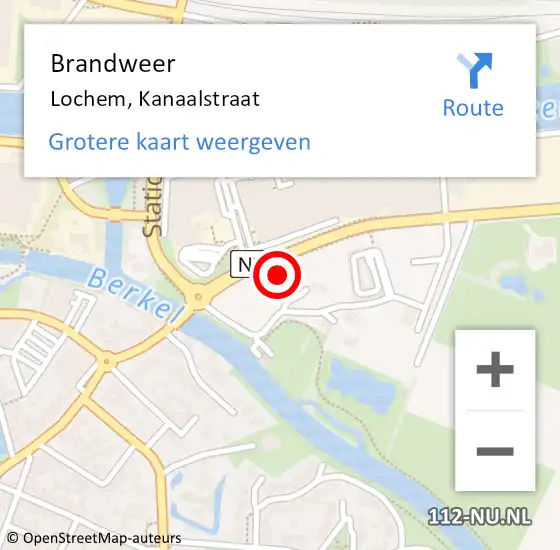 Locatie op kaart van de 112 melding: Brandweer Lochem, Kanaalstraat op 22 augustus 2019 14:16