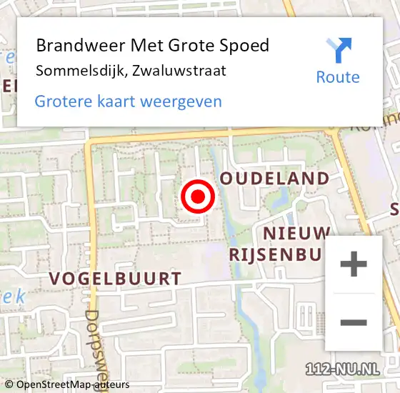 Locatie op kaart van de 112 melding: Brandweer Met Grote Spoed Naar Sommelsdijk, Zwaluwstraat op 22 augustus 2019 14:53