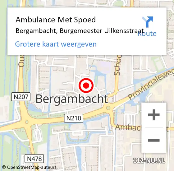 Locatie op kaart van de 112 melding: Ambulance Met Spoed Naar Bergambacht, Burgemeester Uilkensstraat op 28 september 2013 11:28