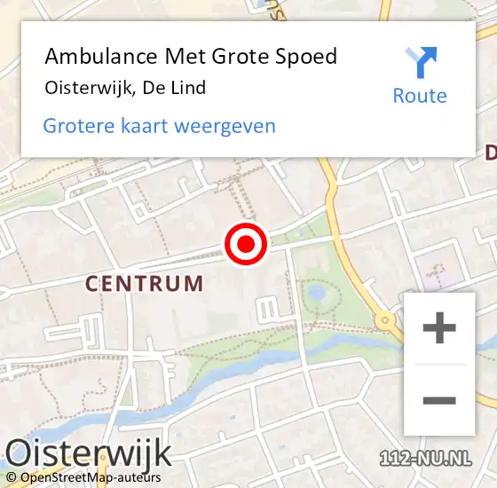 Locatie op kaart van de 112 melding: Ambulance Met Grote Spoed Naar Oisterwijk, De Lind op 22 augustus 2019 14:58
