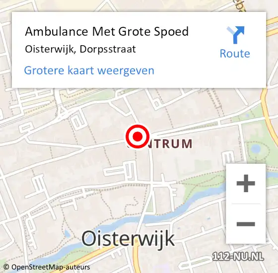 Locatie op kaart van de 112 melding: Ambulance Met Grote Spoed Naar Oisterwijk, Dorpsstraat op 22 augustus 2019 15:10