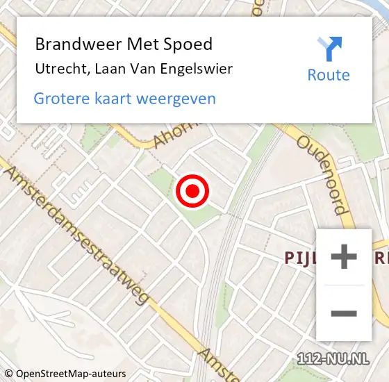 Locatie op kaart van de 112 melding: Brandweer Met Spoed Naar Utrecht, Laan Van Engelswier op 22 augustus 2019 15:16