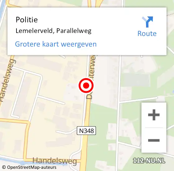 Locatie op kaart van de 112 melding: Politie Lemelerveld, Parallelweg op 22 augustus 2019 15:30