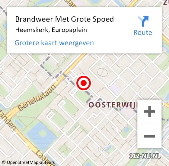 Locatie op kaart van de 112 melding: Brandweer Met Grote Spoed Naar Heemskerk, Europaplein op 22 augustus 2019 15:54
