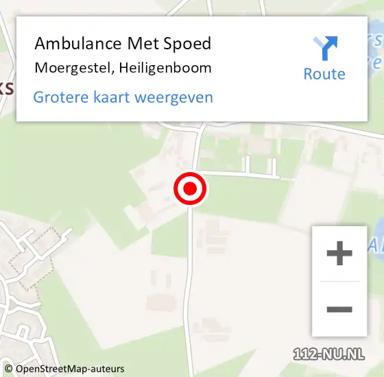 Locatie op kaart van de 112 melding: Ambulance Met Spoed Naar Moergestel, Heiligenboom op 22 augustus 2019 16:18