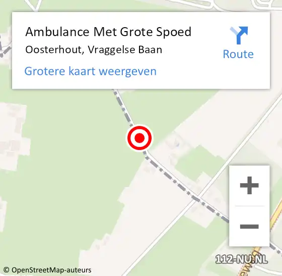 Locatie op kaart van de 112 melding: Ambulance Met Grote Spoed Naar Oosterhout, Vraggelse Baan op 22 augustus 2019 16:31
