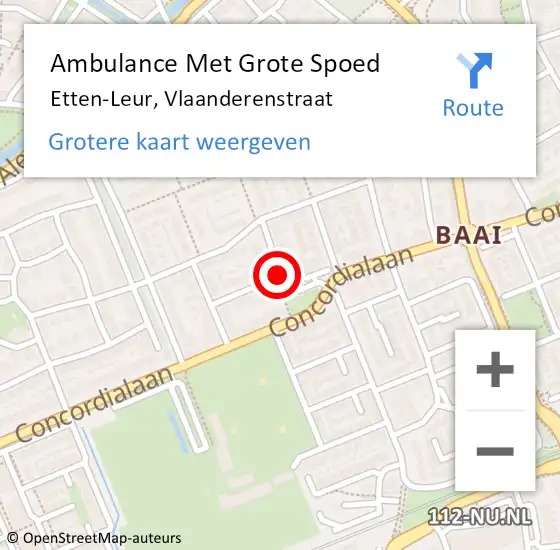 Locatie op kaart van de 112 melding: Ambulance Met Grote Spoed Naar Etten-Leur, Vlaanderenstraat op 22 augustus 2019 16:44