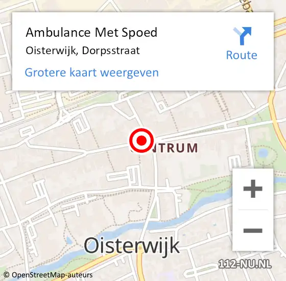Locatie op kaart van de 112 melding: Ambulance Met Spoed Naar Oisterwijk, Dorpsstraat op 22 augustus 2019 17:01