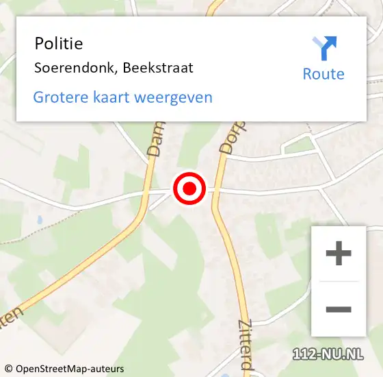 Locatie op kaart van de 112 melding: Politie Soerendonk, Beekstraat op 22 augustus 2019 17:05