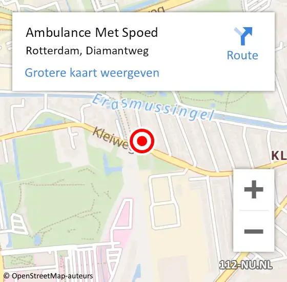 Locatie op kaart van de 112 melding: Ambulance Met Spoed Naar Rotterdam, Diamantweg op 22 augustus 2019 17:17