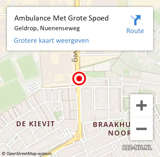 Locatie op kaart van de 112 melding: Ambulance Met Grote Spoed Naar Geldrop, Nuenenseweg op 22 augustus 2019 18:19