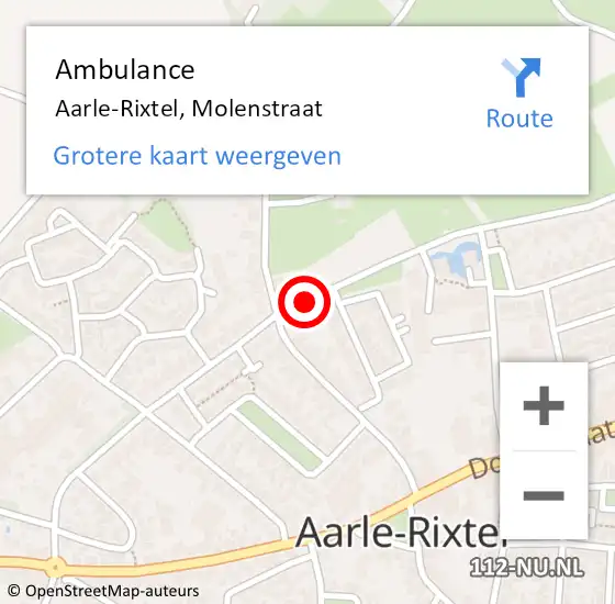 Locatie op kaart van de 112 melding: Ambulance Aarle-Rixtel, Molenstraat op 22 augustus 2019 18:39